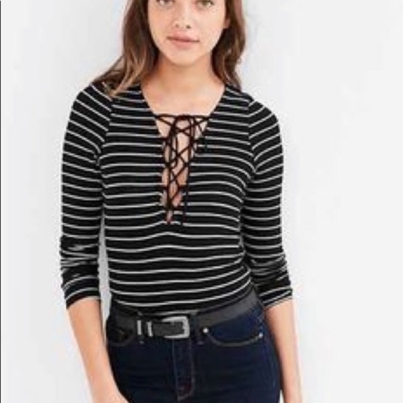 Urban Outfitters striped lace up long sleeve - Picture 2 of 6